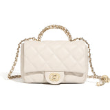 Metal chain diamond grid handbag