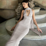 Summer new sexy backless split irregular slim-fit dress woman