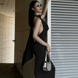 Summer new sexy backless split irregular slim-fit dress woman