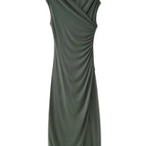 Pleated Long Dresses Woman Sleeveless Bodycon Dresses For Women Summer Draped Elegant Chic Woman Evening Dress New