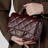 Metal chain diamond grid handbag