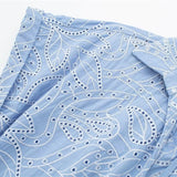 Chic Embroidery Shirt Dress Woman Blue